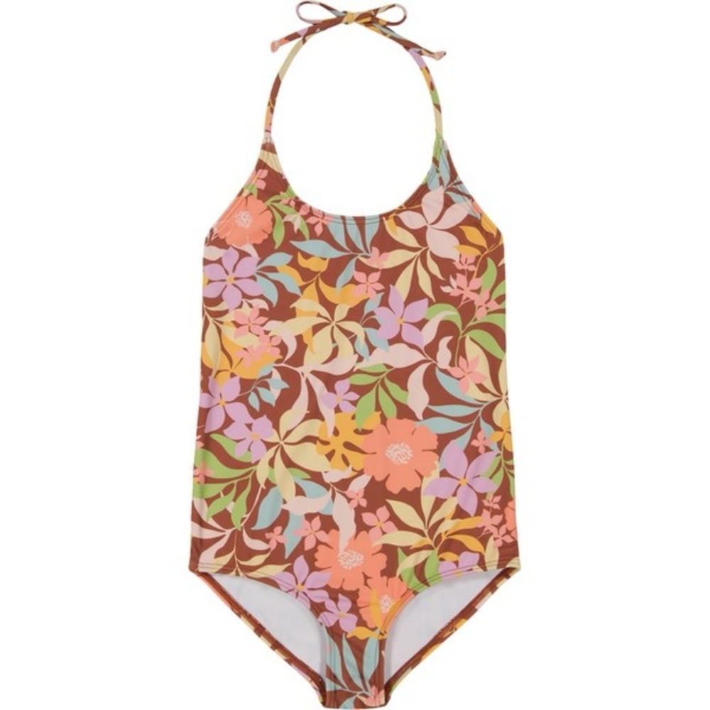 NEW Billabong Girls Sweet Talkin' Halter One Piece Swimsuit (Cacao)